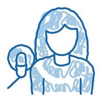 Woman With Microphone doodle icon hand drawn illustration vector