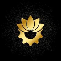 Ecological, biology, gear gold icon. Vector illustration of golden particle background. Gold vector icon