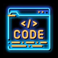 Code File Computer System neon glow icon illustration vector