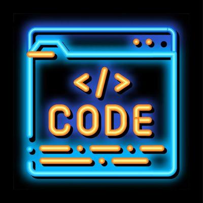 Code File Computer System neon glow icon illustration
