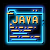 lenguaje de codificación sistema java ilustración de icono de brillo de neón vector