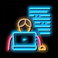 Writer Laptop neon glow icon illustration vector