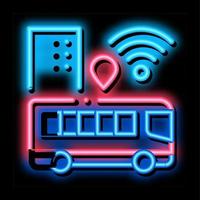 autobús wi-fi señal neón resplandor icono ilustración vector