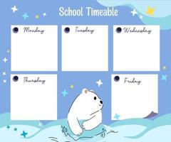 kawaii bear weekly planner vector