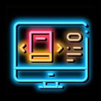 computer book selection neon glow icon illustration vector