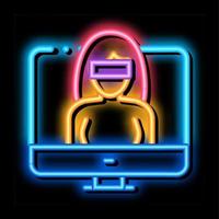 computer hacker neon glow icon illustration vector