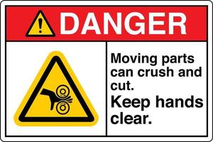 Safety Sign Marking Label Symbol Pictogram Danger Moving parts can crush and cut Keep hands clear vector