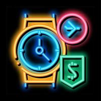 purchase cash wristwatch duty free neon glow icon illustration vector