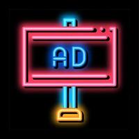 pole-mounted billboard neon glow icon illustration vector