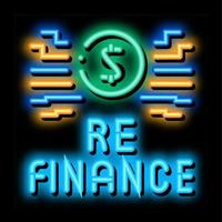 ilustración de icono de resplandor de neón de signo de refinanciación vector