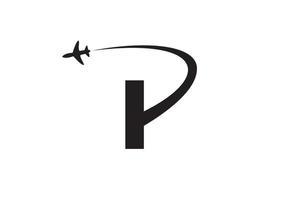 concepto de diseño de logotipo de viaje de letra i con símbolo de avión volador vector