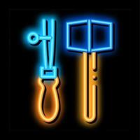 leather craft tools neon glow icon illustration vector