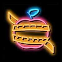 fruit apple measuring cord neon glow icon illustration vector