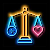 scale heart weight neon glow icon illustration vector