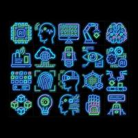 Artificial Intelligence Vector neon glow icon illustration