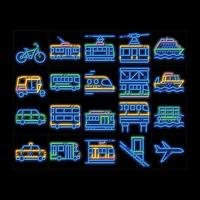 ilustración de icono de brillo de neón de vector de transporte público