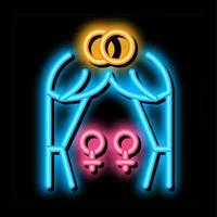 lesbian marriage neon glow icon illustration vector