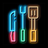 bbq utensil neon glow icon illustration vector