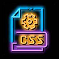 ilustración de icono de brillo de neón de código css frontal vector