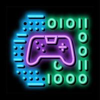 game development binary code neon glow icon illustration vector