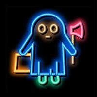 halloween ghost neon glow icon illustration vector