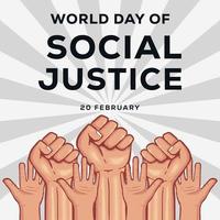 dibujado a mano ilustración del día mundial de la justicia social vector