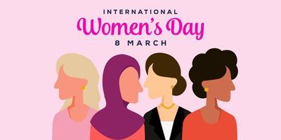 flat design international womens day horizontal banner illustration vector