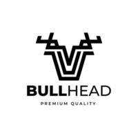 Abstract Logo Design with Letter V Bull Head. Brand Identity Symbol Design Template vector