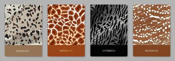 Cover page templates. Vector Animals skin prints. Applicable for notebooks, planners, brochures, books, catalogs etc. Patterns, easy to re-size.