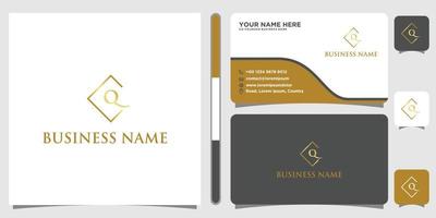 initials letters Q logo with business card design vector