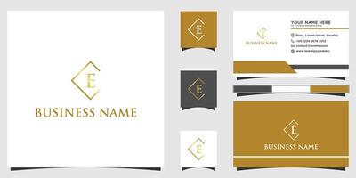 initials letters E logo with business card design vector