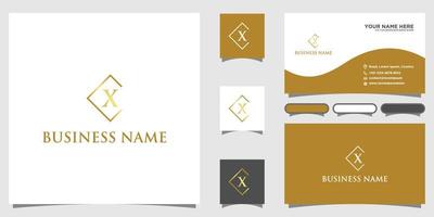 initials letters X logo with business card design vector