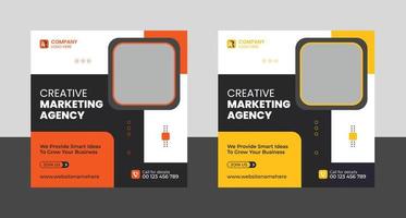 agencia de marketing creativo publicación en redes sociales y plantilla de banner vector