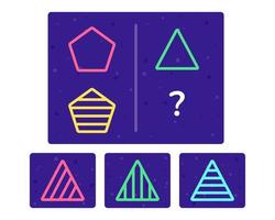 Educational logic game for kids. Development of logic iq. Visual intelligence, mind games. Geometric figure. Vector illustration.