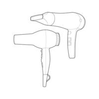 set of hair dryer line art vector hand drawing, isolated, vector for coloring book.