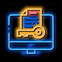 Secret Documents in Computer neon glow icon illustration vector