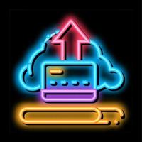 Write-Off Data Through Cloud Storage neon glow icon illustration vector