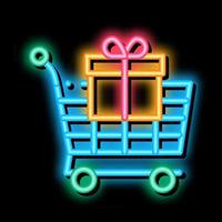 Trolley with Gift neon glow icon illustration vector