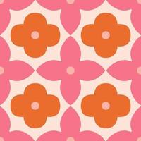 Abstract floral seamless pattern in retro style. Mid century modern vector texture with simple flowers. Beautiful floral tile background.