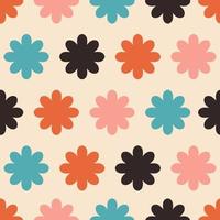 Simple and colorful pattern with geometrical flowers. Abstract seamless floral texture. vector