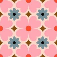 Beautiful seamless texture in retro style. Abstract floral tile in retro style. Colorful vector background with simple flowers. Floral tile pattern.