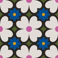 Beautiful seamless texture in retro style. Abstract floral tile in retro style. Colorful vector background with simple flowers. Floral tile pattern.