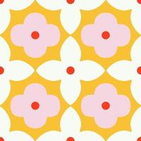 Abstract floral seamless pattern in retro style. Mid century modern vector texture with simple flowers. Beautiful floral tile background.