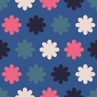 Simple and colorful pattern with geometrical flowers. Abstract seamless floral texture. vector