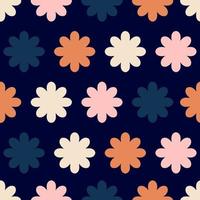 Simple and colorful pattern with geometrical flowers. Abstract seamless floral texture. vector