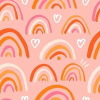 Cute seamless pattern with hand drawn rainbows. Vector dreamy texture. Childish background with rainbow and heart