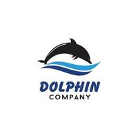 Dolphin jump in water Logo Design vector inspiration