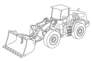 Bulldozer line art for coloring page vector