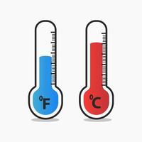 set of thermometers farenheit celcius indicator cartoon vector