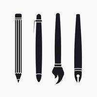 set of pen stationary kit vector silhouette